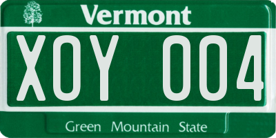 VT license plate XOY004