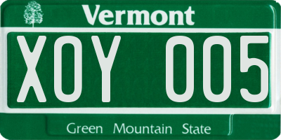 VT license plate XOY005