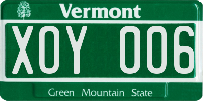 VT license plate XOY006