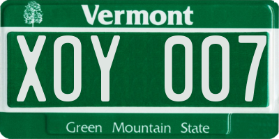 VT license plate XOY007