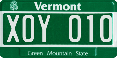 VT license plate XOY010