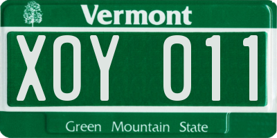 VT license plate XOY011