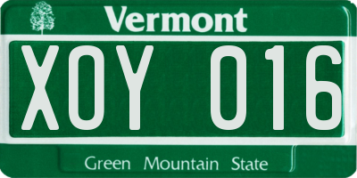 VT license plate XOY016
