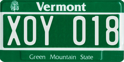 VT license plate XOY018