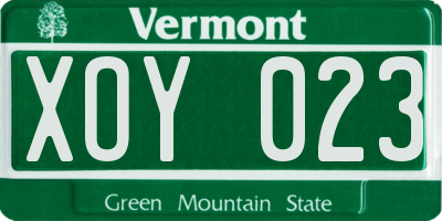 VT license plate XOY023