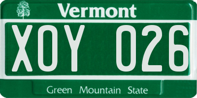 VT license plate XOY026