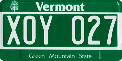 VT license plate XOY027