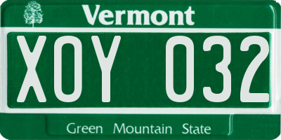 VT license plate XOY032