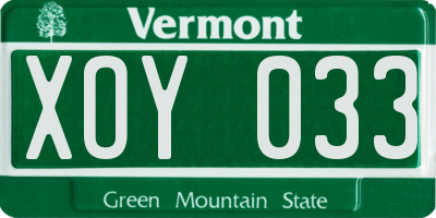 VT license plate XOY033