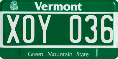 VT license plate XOY036