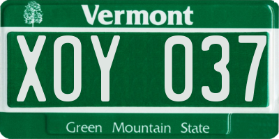 VT license plate XOY037