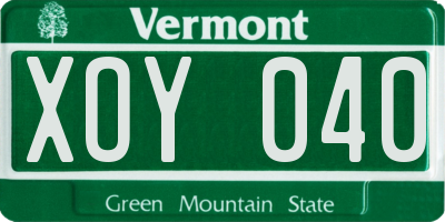 VT license plate XOY040