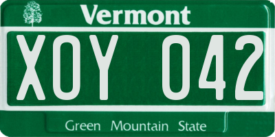VT license plate XOY042