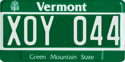 VT license plate XOY044