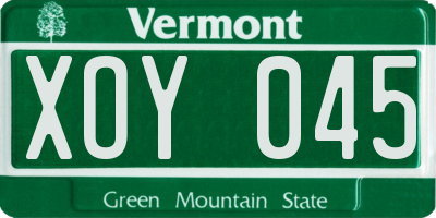 VT license plate XOY045