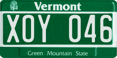 VT license plate XOY046