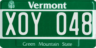 VT license plate XOY048