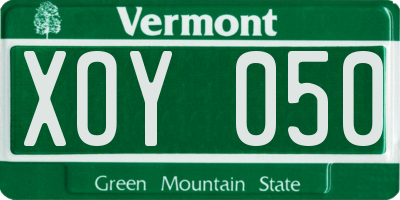VT license plate XOY050