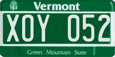 VT license plate XOY052