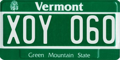 VT license plate XOY060