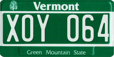VT license plate XOY064