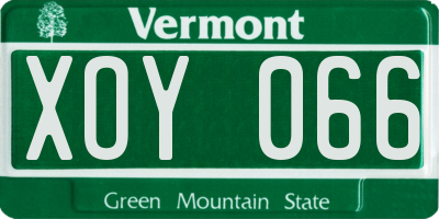 VT license plate XOY066