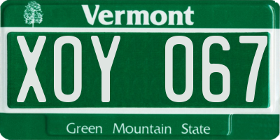 VT license plate XOY067