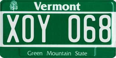 VT license plate XOY068