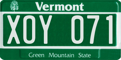 VT license plate XOY071