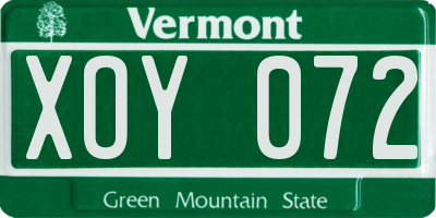 VT license plate XOY072