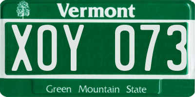 VT license plate XOY073