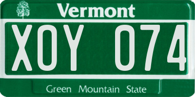VT license plate XOY074