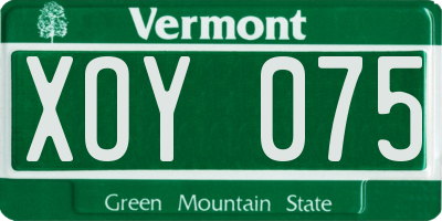 VT license plate XOY075
