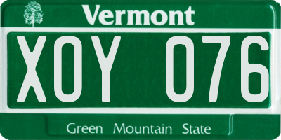 VT license plate XOY076