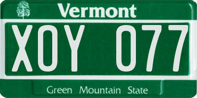 VT license plate XOY077
