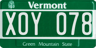 VT license plate XOY078