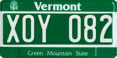 VT license plate XOY082