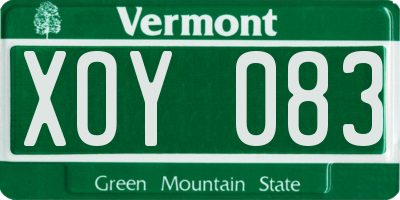 VT license plate XOY083