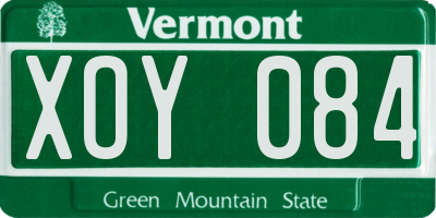 VT license plate XOY084