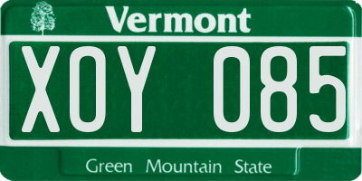 VT license plate XOY085