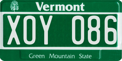 VT license plate XOY086