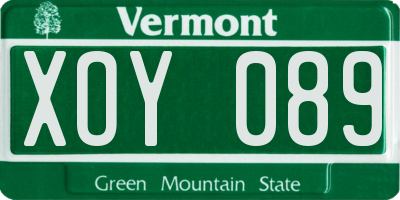 VT license plate XOY089