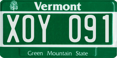 VT license plate XOY091