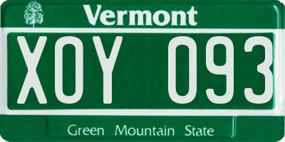 VT license plate XOY093