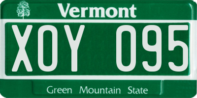 VT license plate XOY095