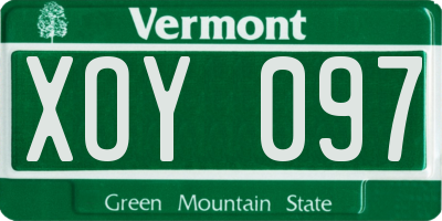 VT license plate XOY097