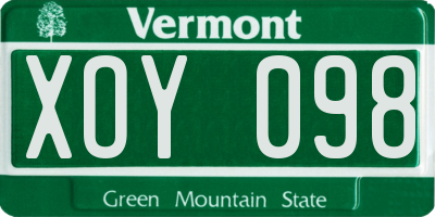 VT license plate XOY098