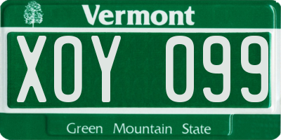 VT license plate XOY099