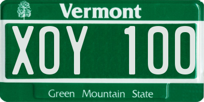 VT license plate XOY100