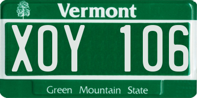 VT license plate XOY106